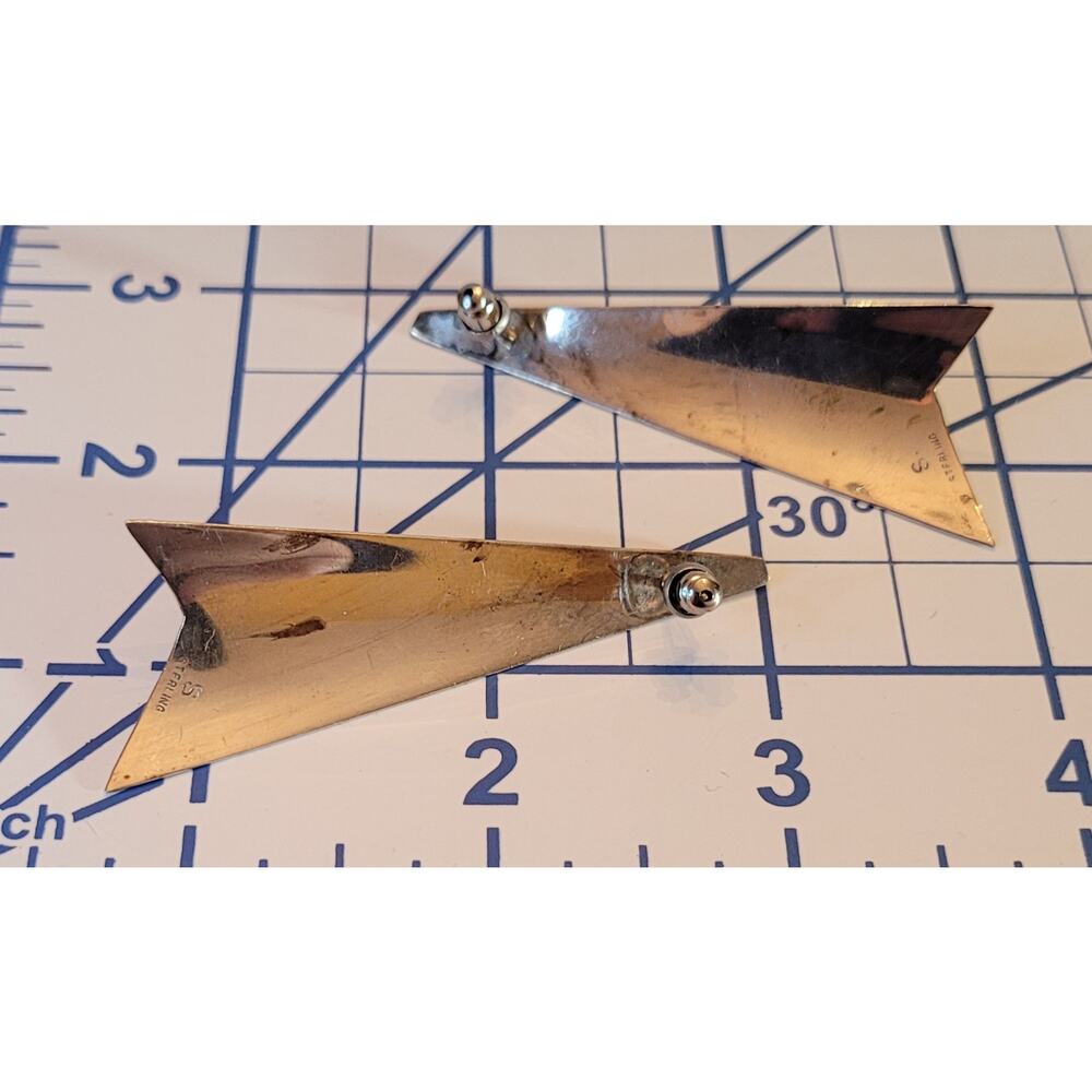 Sterling And Onyx Triangular Dangle Drop Earrings… - image 6